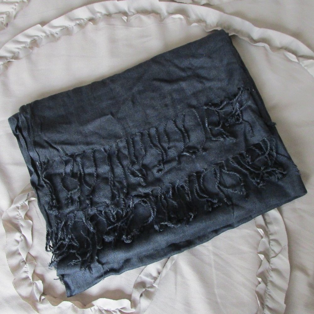 Large Solid Black Scarf Shawl - image 1